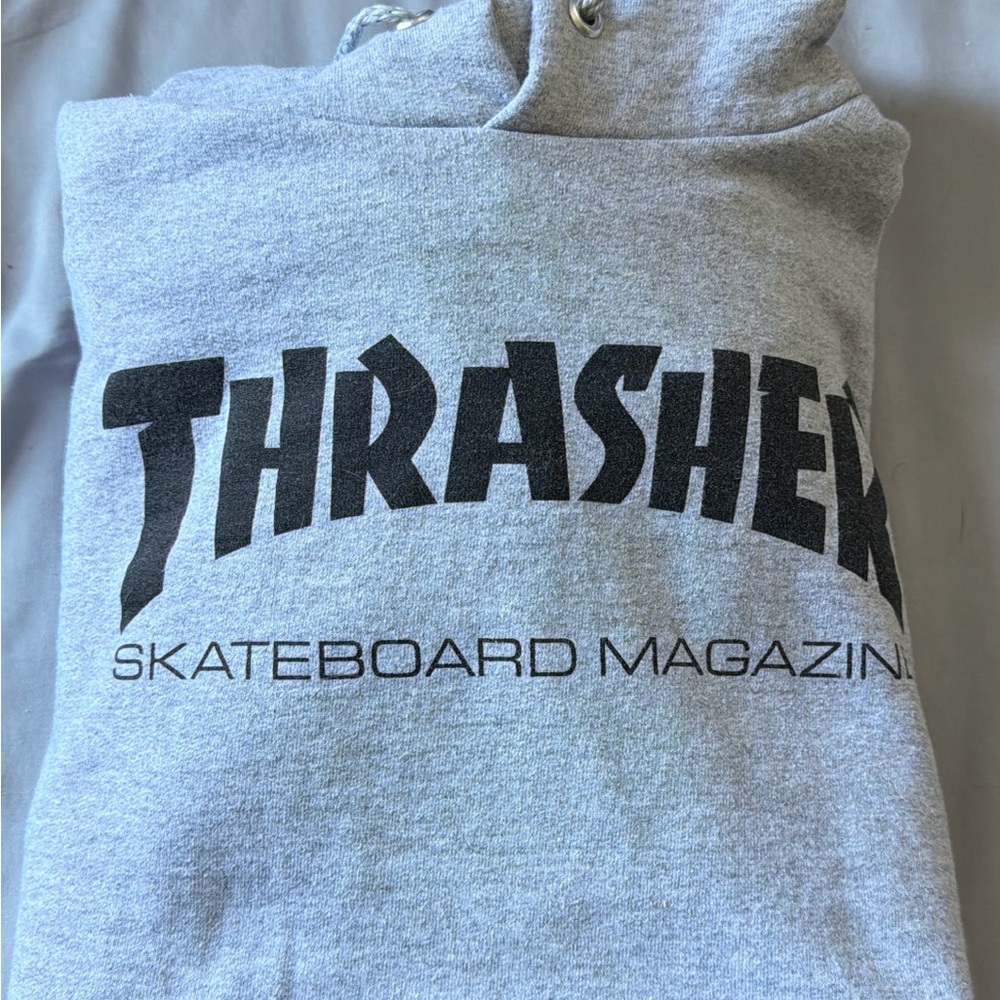 Thrasher Light Gray Hoodie with Black Logo
